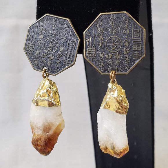 Karen Roache Unique Chinese Good Luck Crystal Clip-on Earrings - Picture 2 of 15